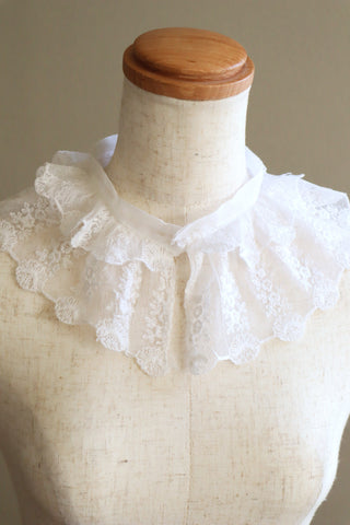 1910s Frilled Cotton Tulle Lace Collar