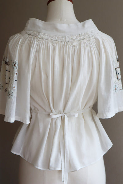 1930s Romanian Blouse With Metal Embroidery