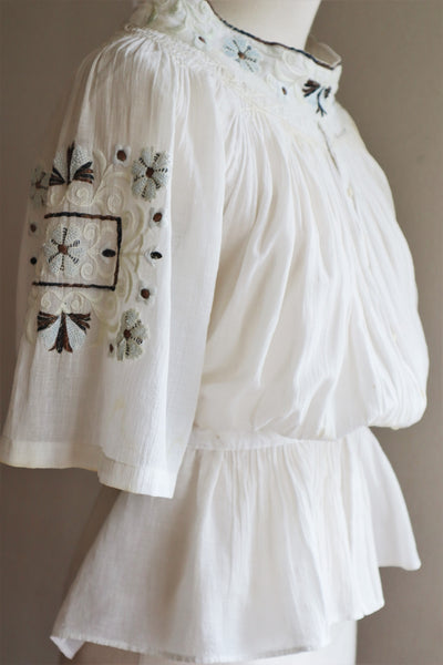 1930s Romanian Blouse With Metal Embroidery