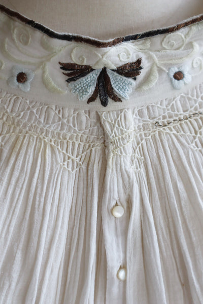 1930s Romanian Blouse With Metal Embroidery