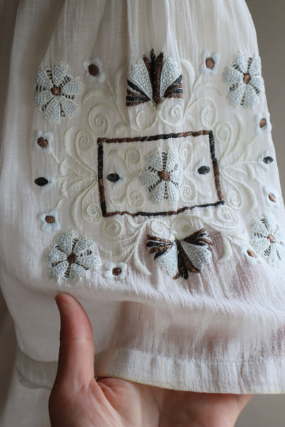 1930s Romanian Blouse With Metal Embroidery