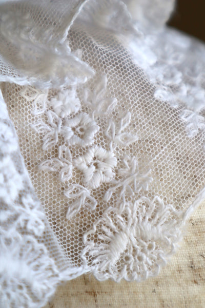 1910s Frilled Cotton Tulle Lace Collar
