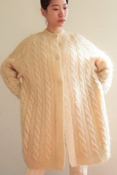 70s Mohair Cable Knit Coat