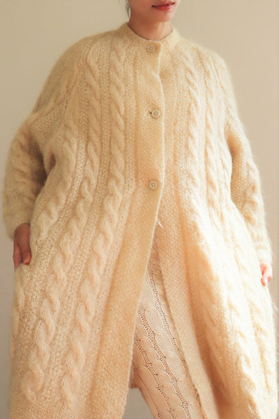 70s Mohair Cable Knit Coat