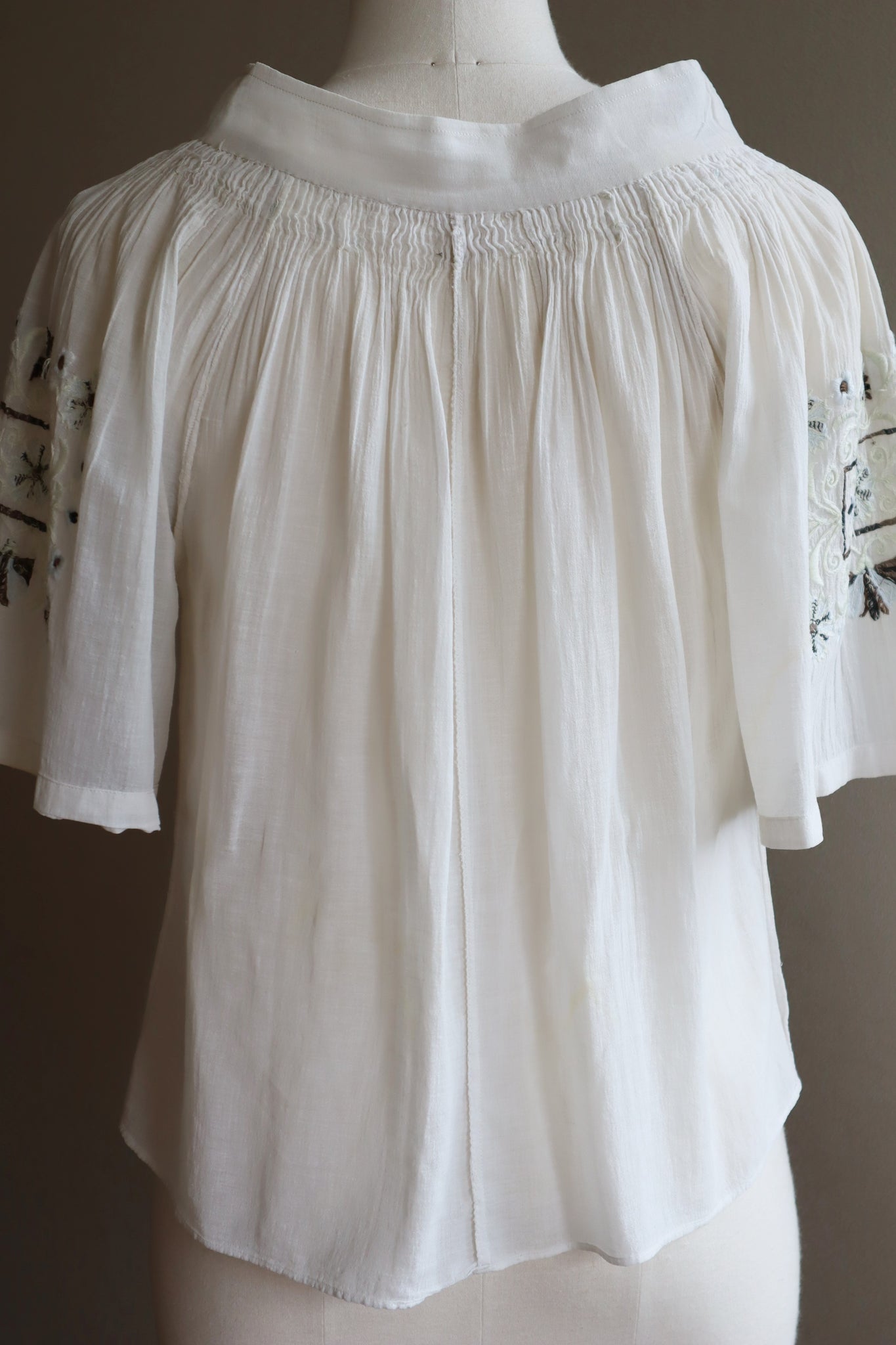 1930s Romanian Blouse With Metal Embroidery