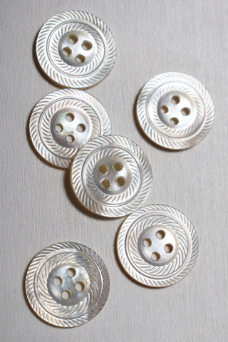 1930s Set Of 6 Diminutive Art Deco Mother Of Pearl Buttons