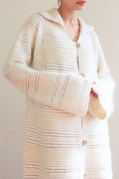 80s Gorgissima Angora Knit Long Cardigan