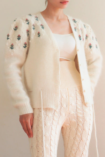 80s Embroidered Angora Trachten Cardigan