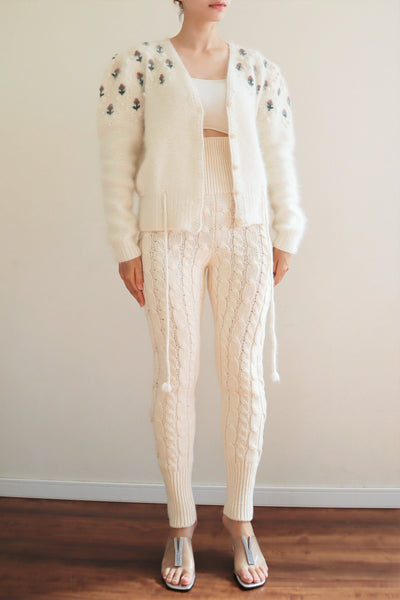 80s Embroidered Angora Trachten Cardigan