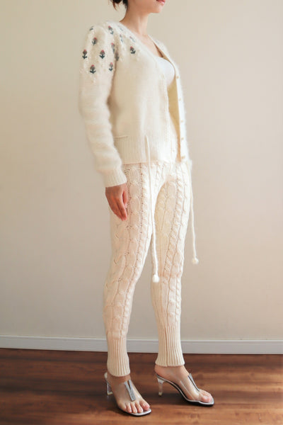 80s Embroidered Angora Trachten Cardigan