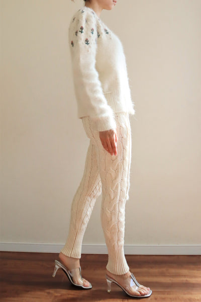 80s Embroidered Angora Trachten Cardigan