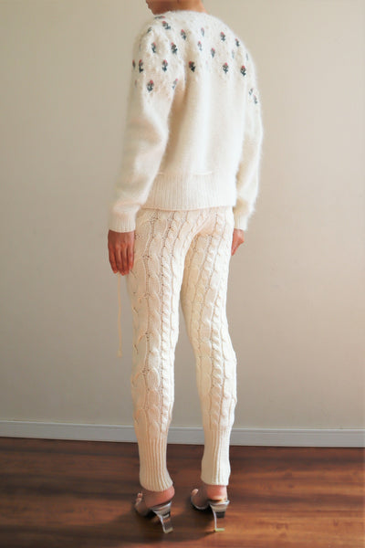 80s Embroidered Angora Trachten Cardigan