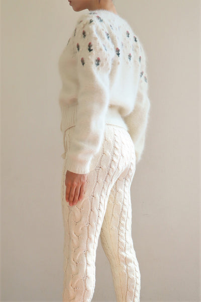 80s Embroidered Angora Trachten Cardigan