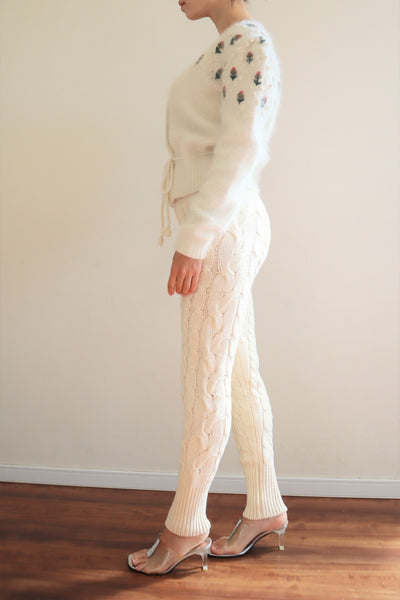 80s Embroidered Angora Trachten Cardigan