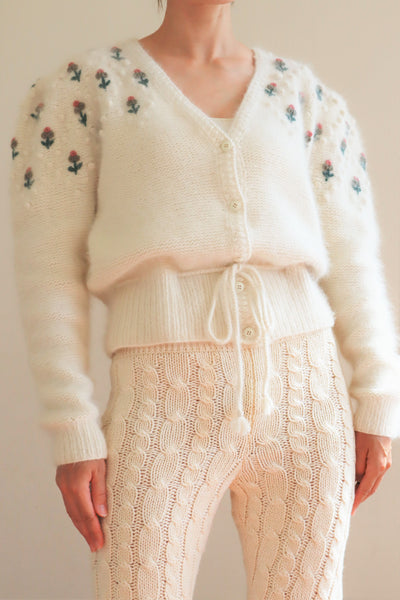 80s Embroidered Angora Trachten Cardigan