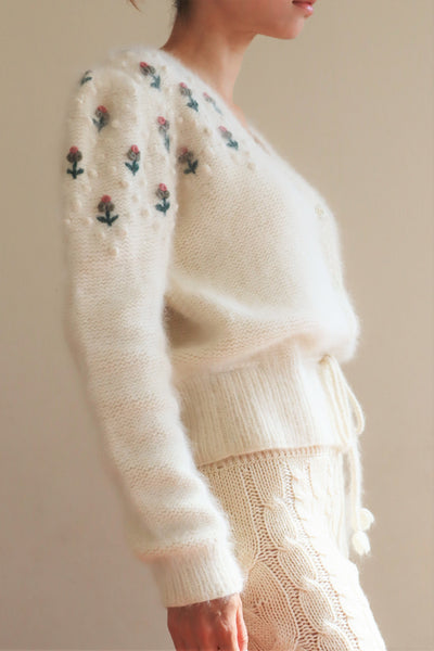 80s Embroidered Angora Trachten Cardigan