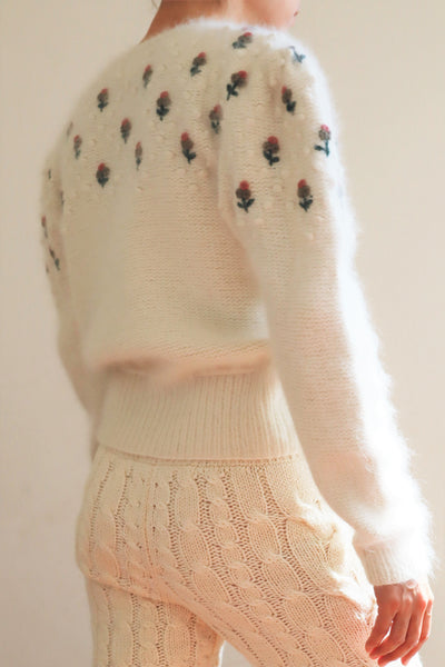 80s Embroidered Angora Trachten Cardigan