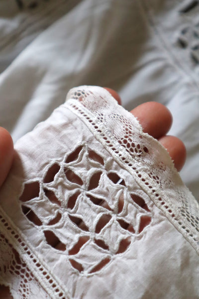 1900s Hand Embroidered Cut Work Lace Corset Cover
