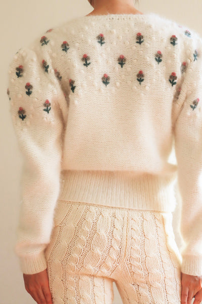 80s Embroidered Angora Trachten Cardigan