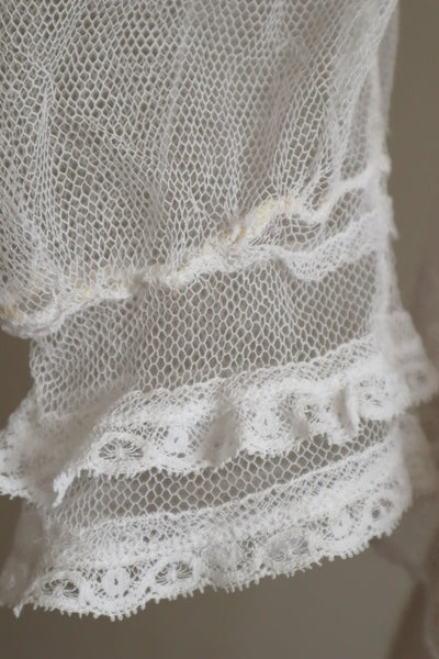 Edwardian High Neck Battenberg Lace Tulle Blouse