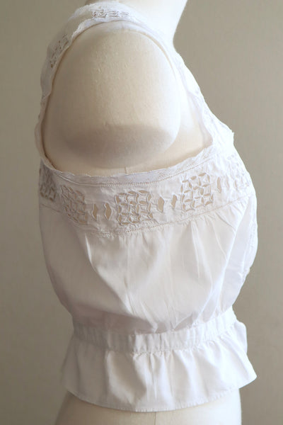 1900s Hand Embroidered Cut Work Lace Corset Cover
