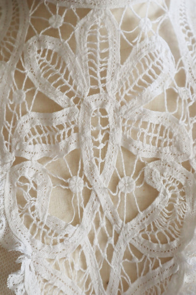 Edwardian High Neck Battenberg Lace Tulle Blouse