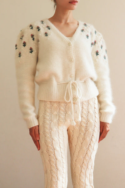 80s Embroidered Angora Trachten Cardigan