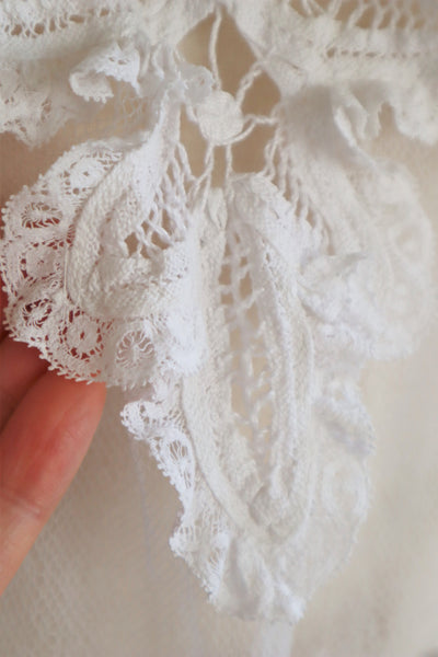 Edwardian High Neck Battenberg Lace Tulle Blouse