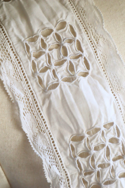 1900s Hand Embroidered Cut Work Lace Corset Cover