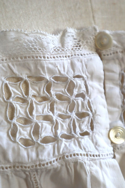 1900s Hand Embroidered Cut Work Lace Corset Cover