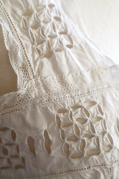 1900s Hand Embroidered Cut Work Lace Corset Cover