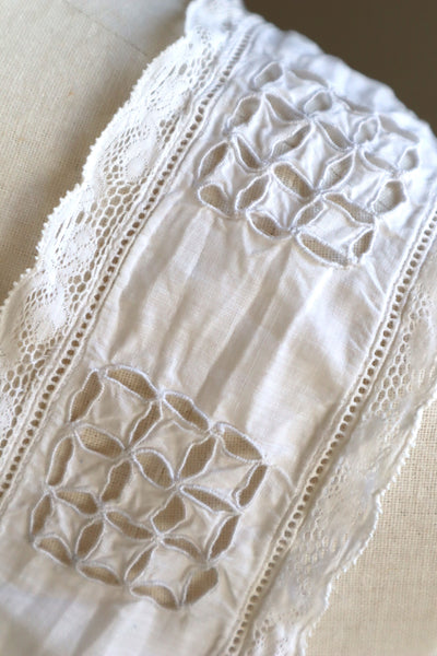 1900s Hand Embroidered Cut Work Lace Corset Cover