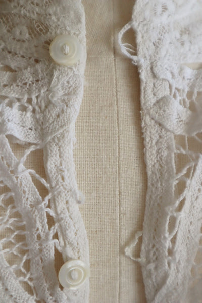 Edwardian High Neck Battenberg Lace Tulle Blouse