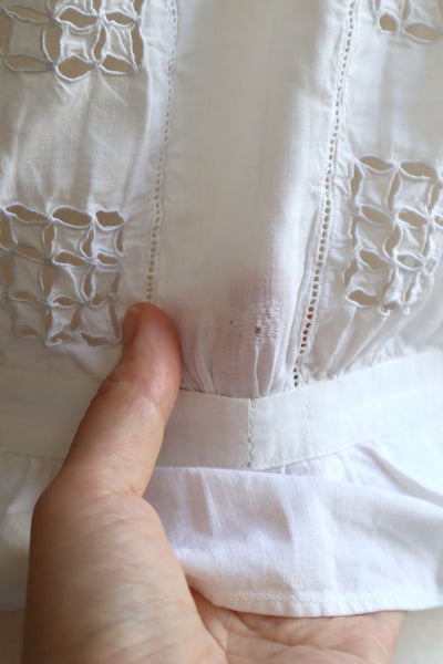 1900s Hand Embroidered Cut Work Lace Corset Cover