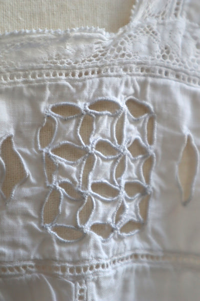 1900s Hand Embroidered Cut Work Lace Corset Cover
