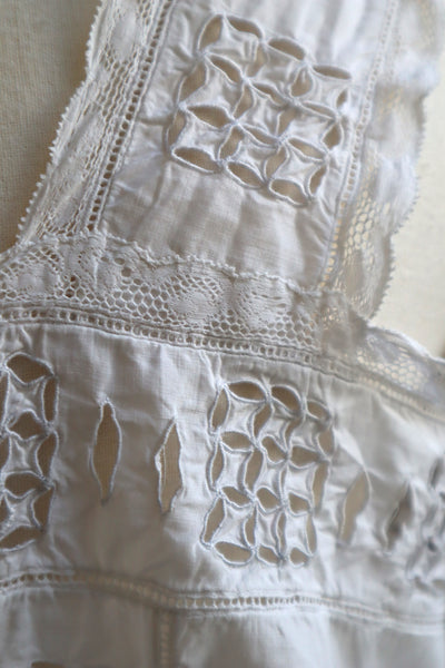 1900s Hand Embroidered Cut Work Lace Corset Cover