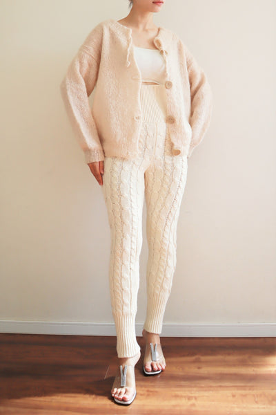 80s Stump Wood Button Hand Knit Mohair Cardigan