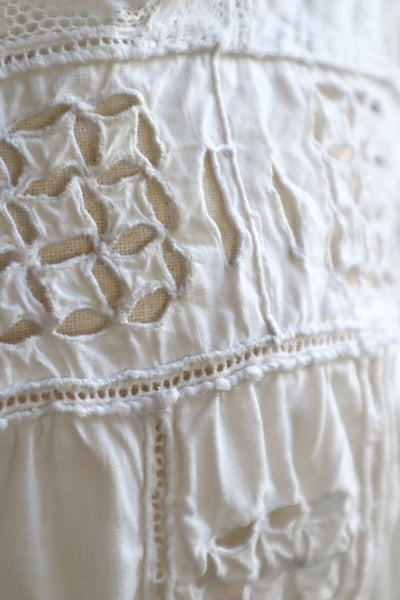 1900s Hand Embroidered Cut Work Lace Corset Cover