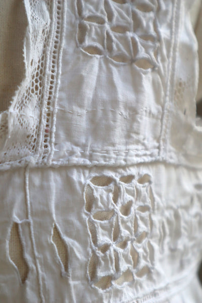 1900s Hand Embroidered Cut Work Lace Corset Cover