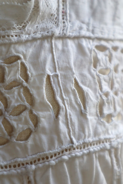 1900s Hand Embroidered Cut Work Lace Corset Cover