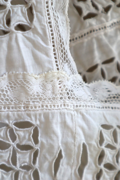 1900s Hand Embroidered Cut Work Lace Corset Cover
