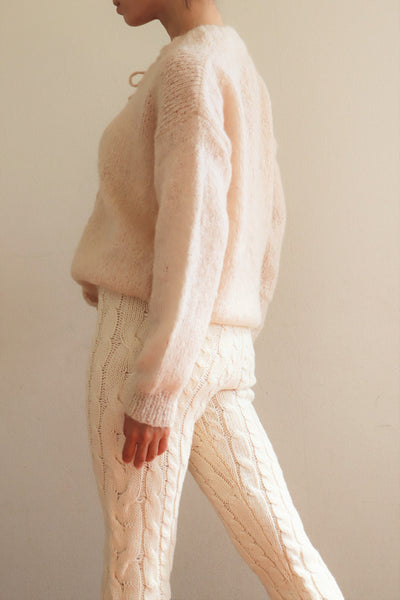 80s Stump Wood Button Hand Knit Mohair Cardigan