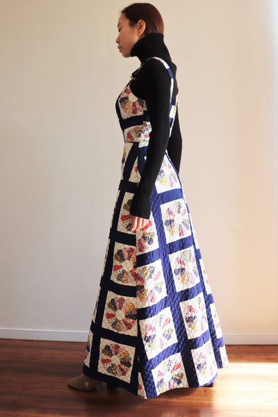 70s Patchwork Print Quilted Long Dress