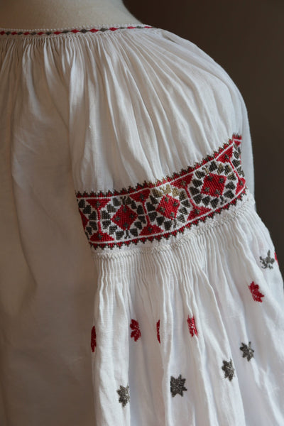 1940s Ukrainian Hand Embroidered Hemp Cross Stitch  Dress