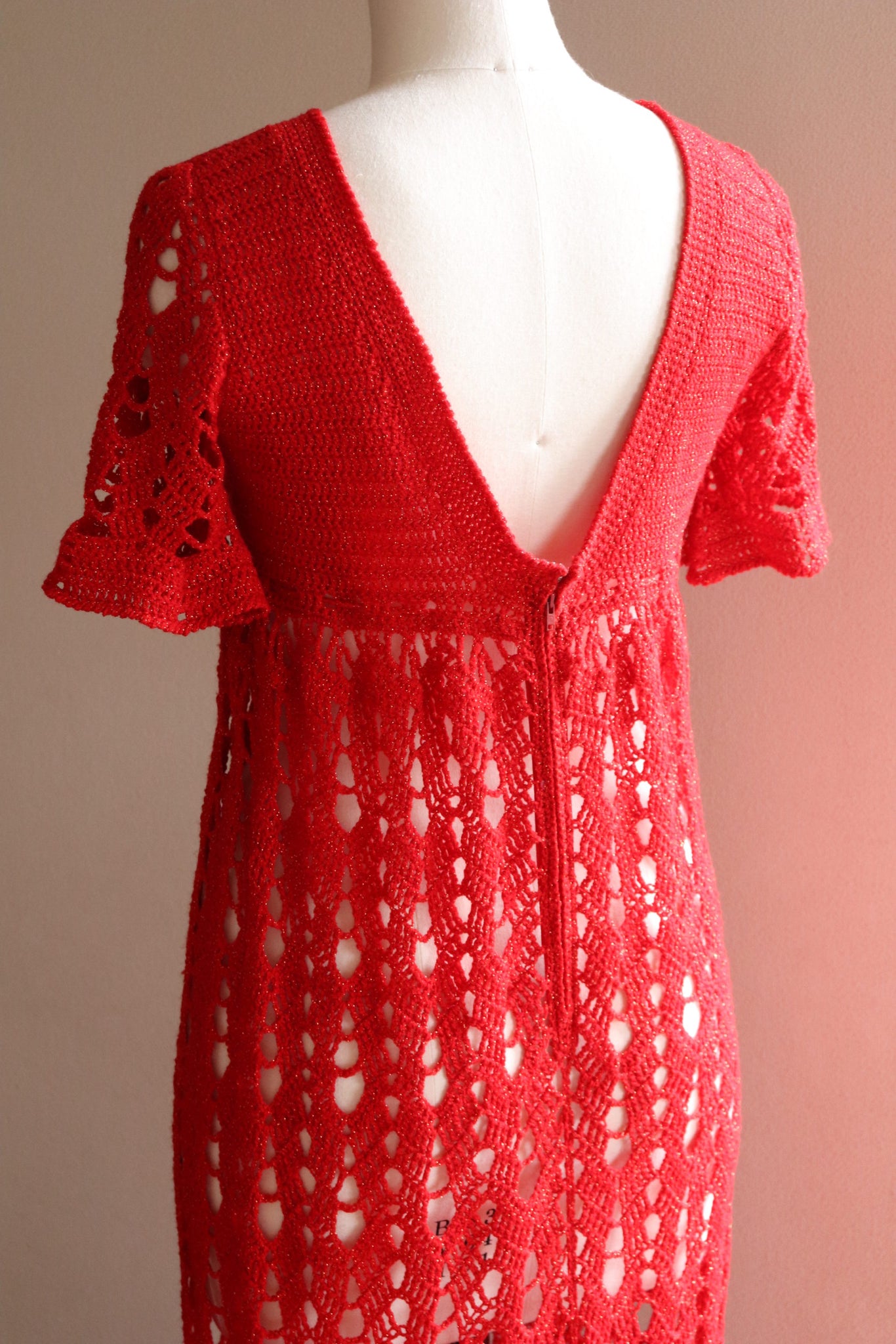 70s Hand Crochet Long Dress & Shawl