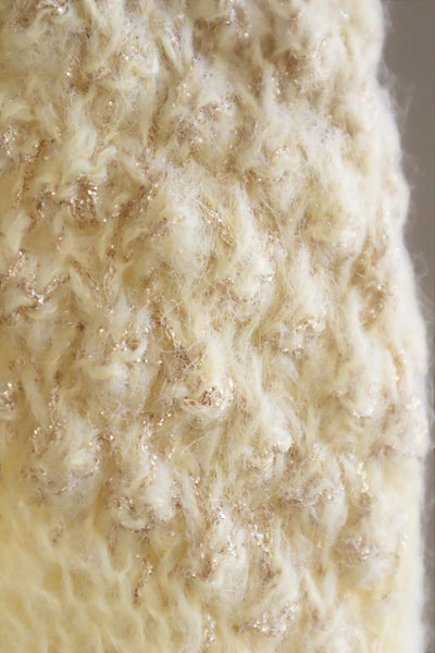 80s Hand Knit Pale Lemon Yellow Mohair Cardigan