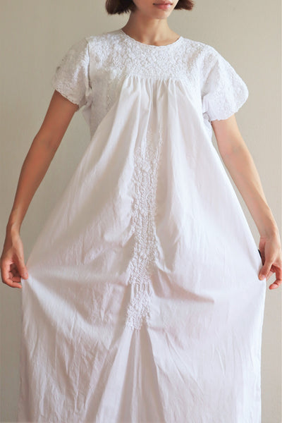 70s White Maxi Mexican Dress