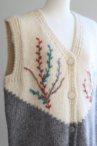 80s Hand Knit Chunky Wool Vest