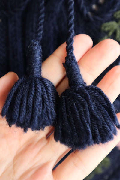 70s Hand Knit Navy Wool Austrian Cardigan