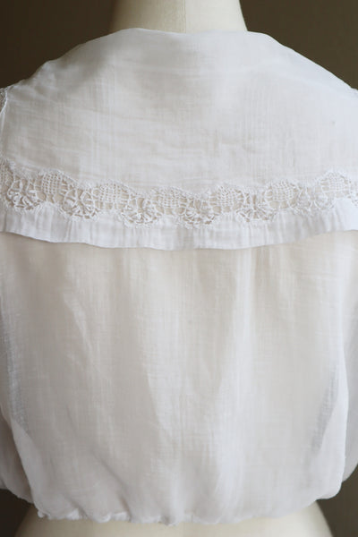 1910s White Embroidered Muslin Cotton Blouse